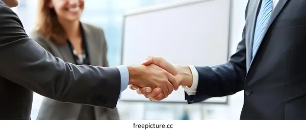 Businessmen Shaking Hands Agreement Partnership Deal Success