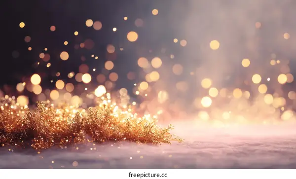 Golden Festive Background with Bokeh Lights