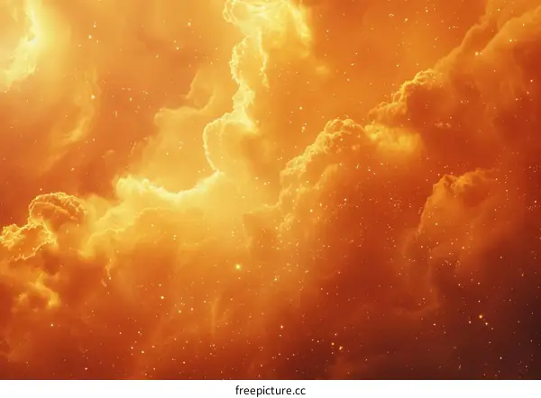 Bright orange cloudscape with stars