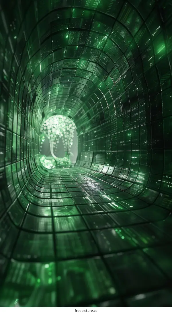 Futuristic Green Glowing Tunnel