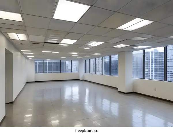 Empty Office Space With City View