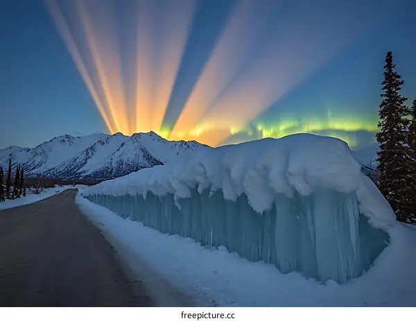 Northern Lights Aurora Borealis Ice Wall Alaska