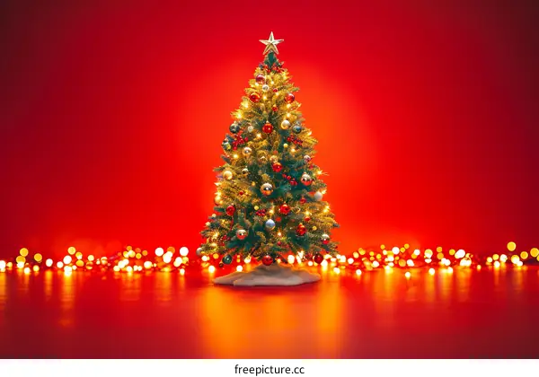 Christmas tree with red background