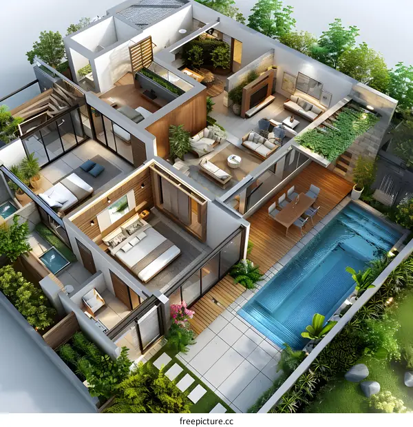 Top view of a luxury house