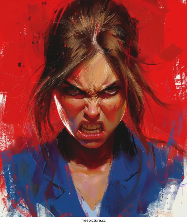 Portrait of a young angry woman