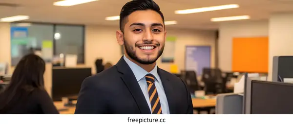 Smiling Businessman In A Corporate Office Setting