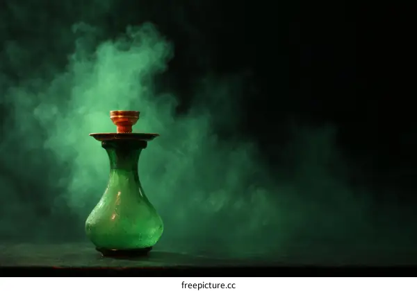 Emerald Green Hookah with Smoky Background
