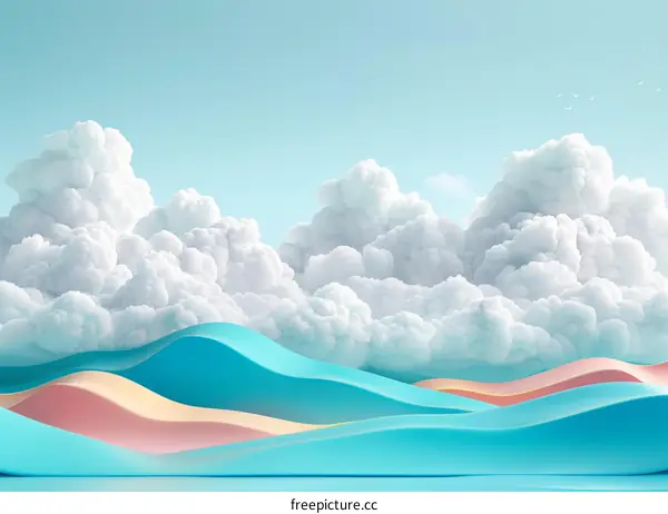 Pastel Sky with Fluffy Clouds