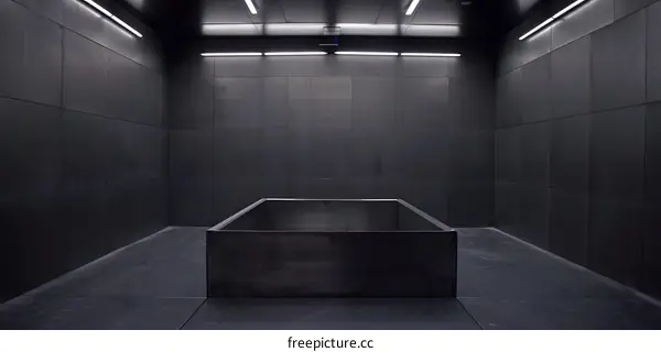 Minimalist Black and White Room Interior Design with Metal Box