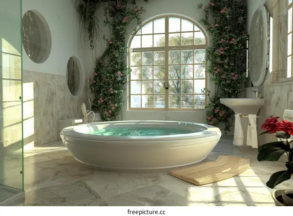 Elegant Spa Bathroom Interior Design Illustration