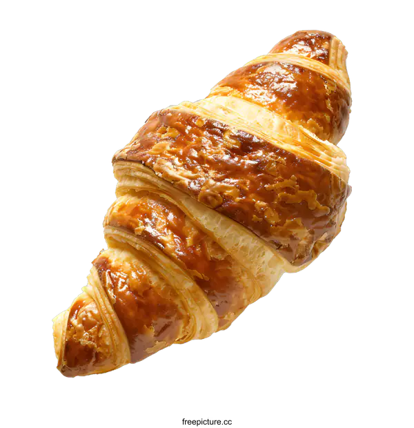 [Transparent Background PNG]Freshly Baked Golden Brown Croissant Isolated On White Background
