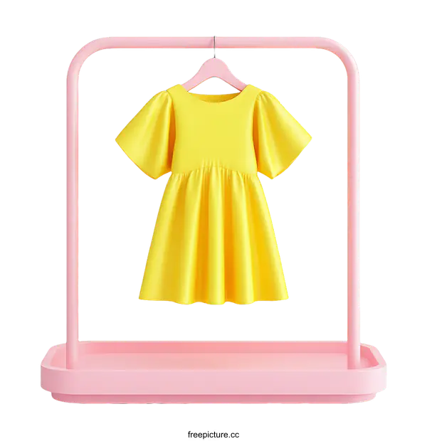 [Transparent Background PNG]Pink Display Stand with Yellow Childrens Dress