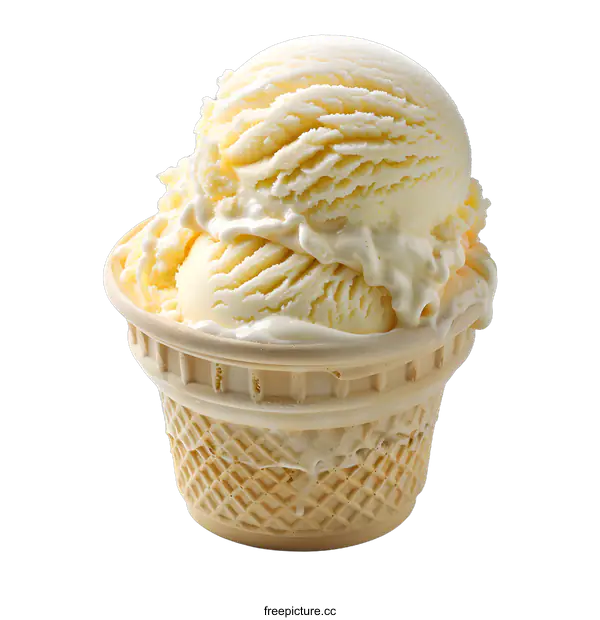 [Transparent Background PNG]Two ice cream balls in a waffle cup