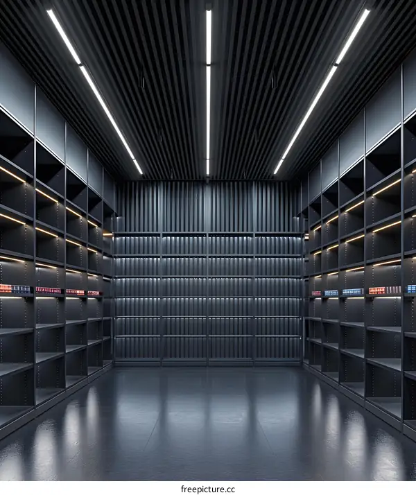 Modern Minimalist Black and White Interior Design with Shelves