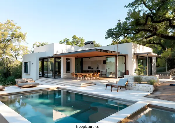 Modern House with Pool and Patio