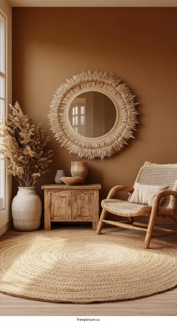 Bohemian Living Room Interior Design Illustration