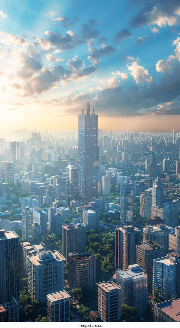 A Metropolis with High-Rise Skyscrapers