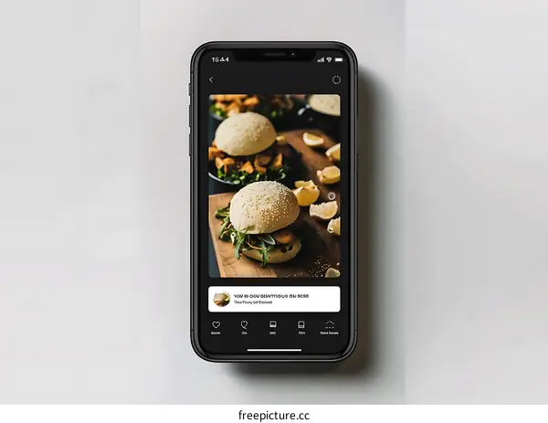Smartphone Screen Displaying A Food Image On Social Media