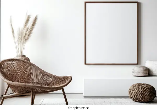 Modern Minimalist Living Room with Empty Frame