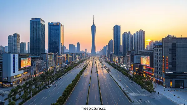 Modern Cityscape Skyline at Dawn