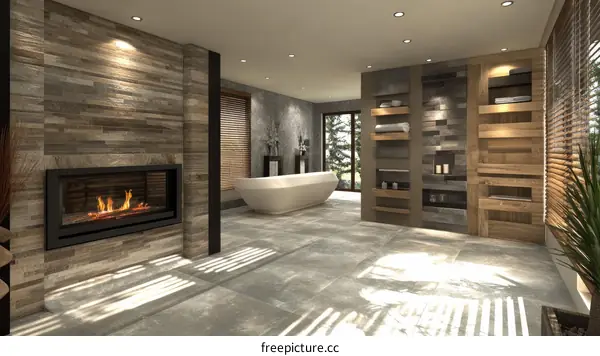 Modern Bathroom Interior Design with Wood Accents