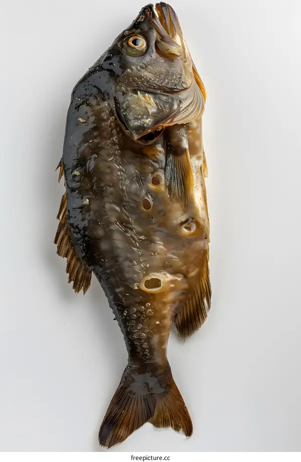 Dried fish on white background