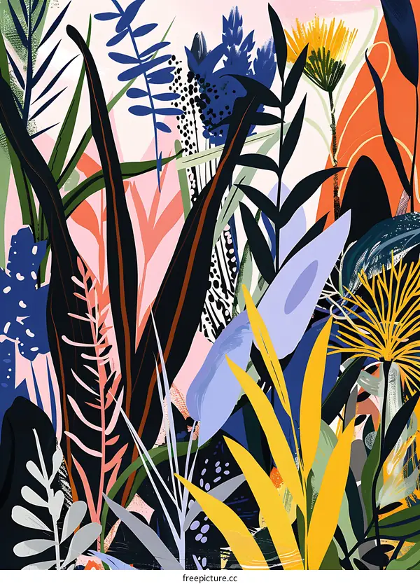 Abstract Art with Vibrant Floral Pattern