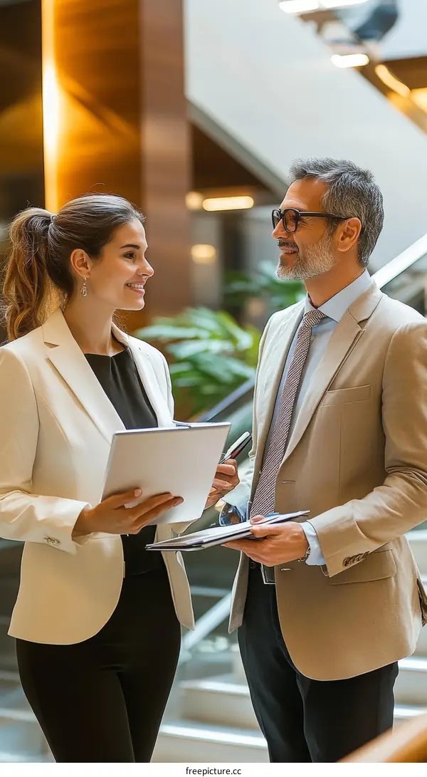Business Discussion in Modern Building