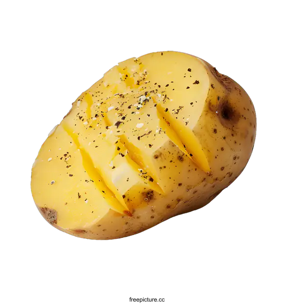 [Transparent Background PNG]Sliced potato with salt and pepper