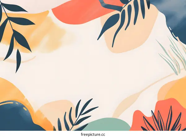 Abstract Background With Tropical Leaves and Shapes