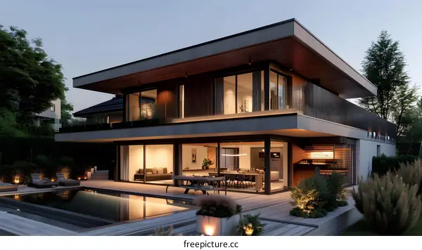 Modern House Design with Swimming Pool and Terrace