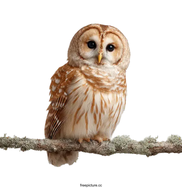 [Transparent Background PNG]Portrait of a Beautiful Barred Owl Perched on a Branch