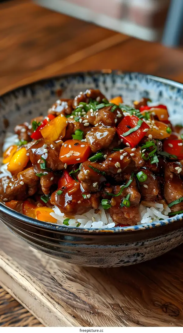 Beef and Pepper Stir Fry with Rice