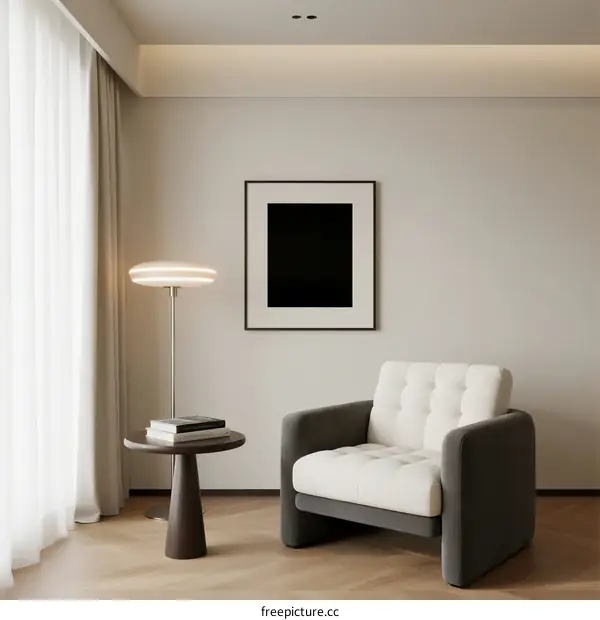 Minimalist Living Room with Modern Armchair and Floor Lamp