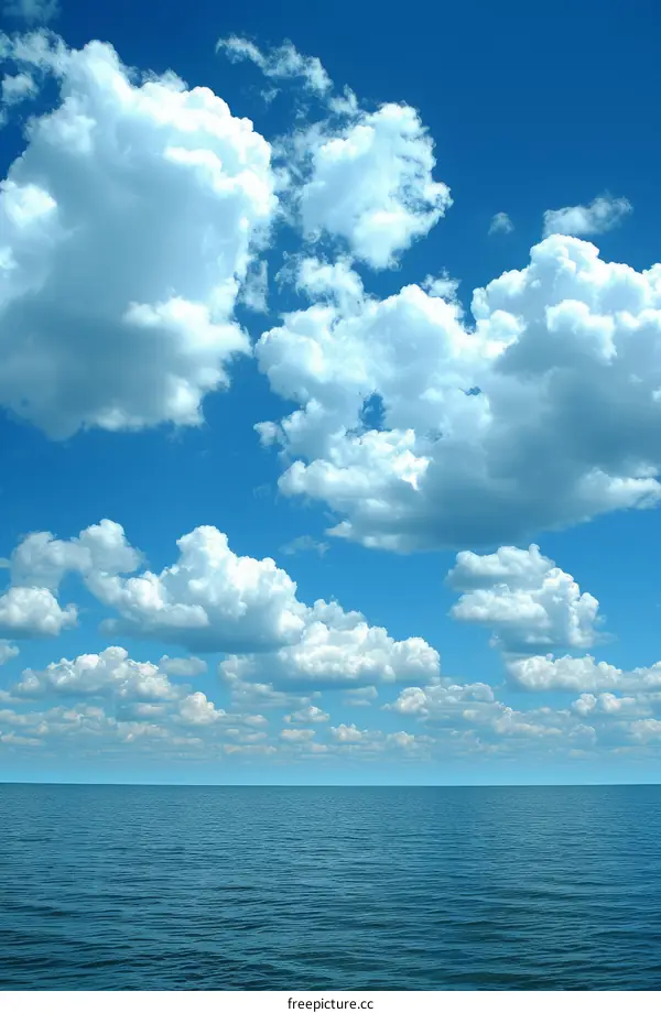 Blue sky and white clouds over the sea