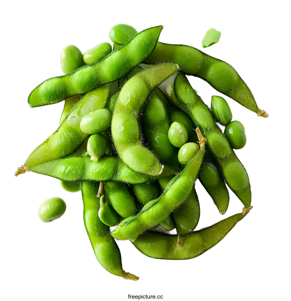 [Transparent Background PNG]Fresh green edamame pods and beans