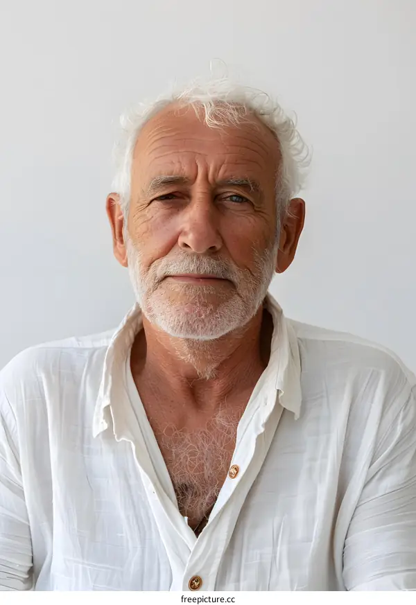 Portrait of a Senior Man with White Hair and Beard
