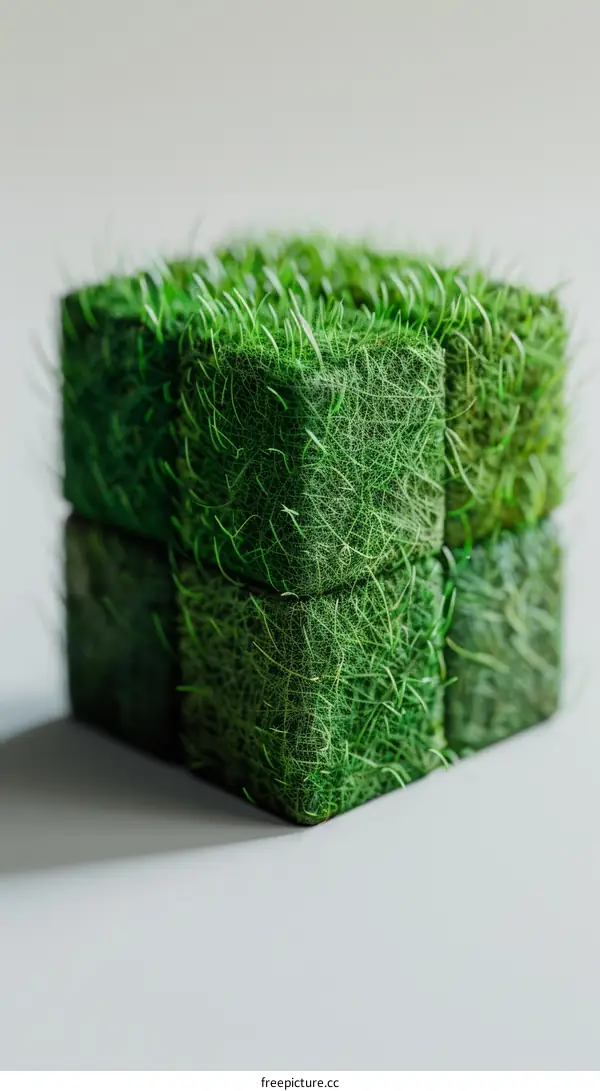 Cubes covered with green grass