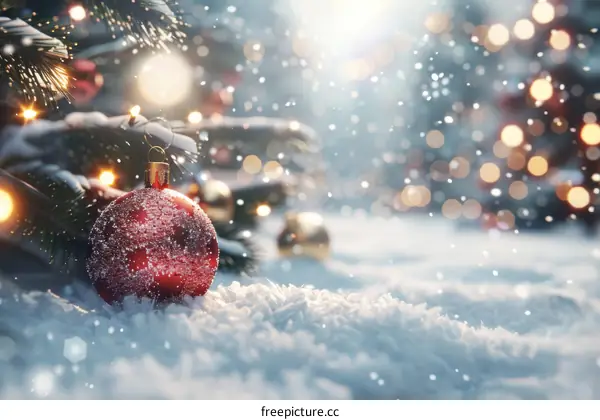 Christmas Snowy Scene with Ornament