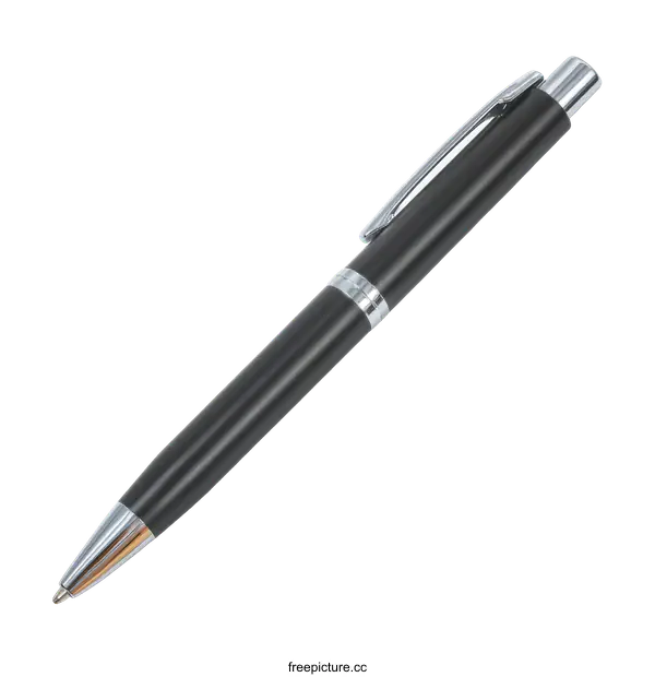[Transparent Background PNG]Elegant Black Ballpoint Pen on White Background