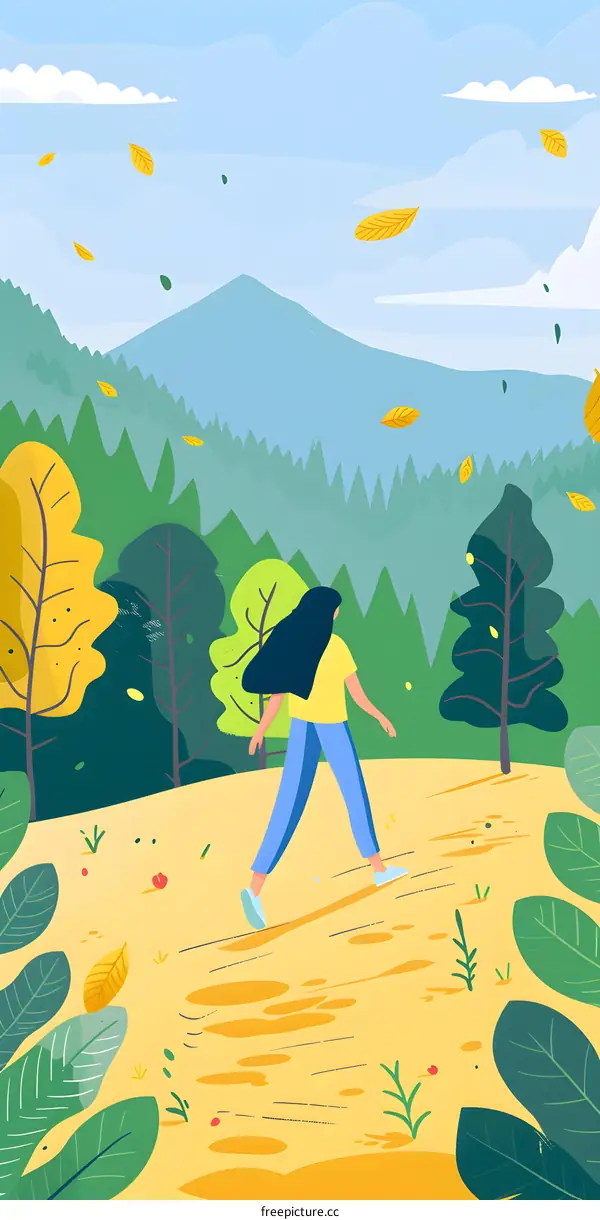 Girl Walking in the Forest During Autumn