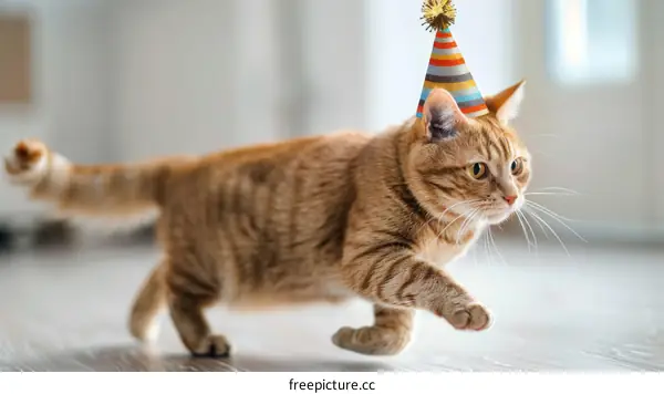 Cat wearing a birthday hat