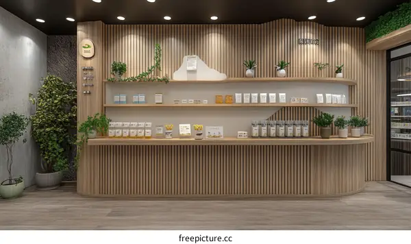 Modern Wooden Display Shelves Interior Design