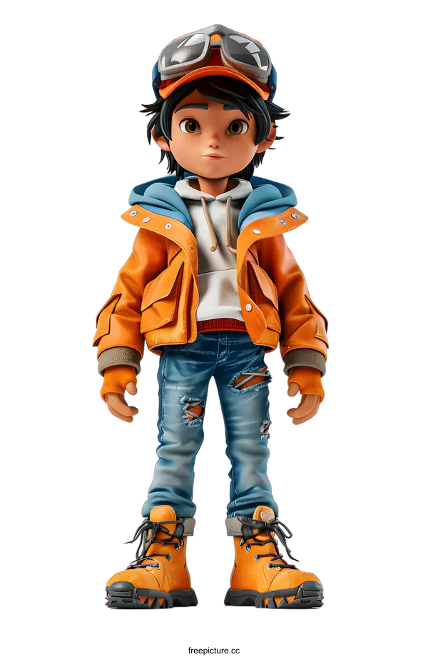 [Transparent Background PNG]3D Cartoon Character of a Boy in Stylish Outfit