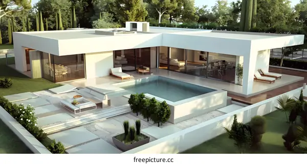 Modern Minimalist Home with Pool and Backyard