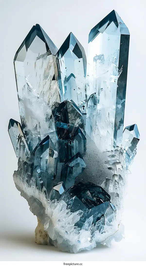 Large Blue and White Quartz Crystal Cluster