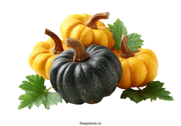 [Transparent Background PNG]Close-up of Colorful Decorative Pumpkins