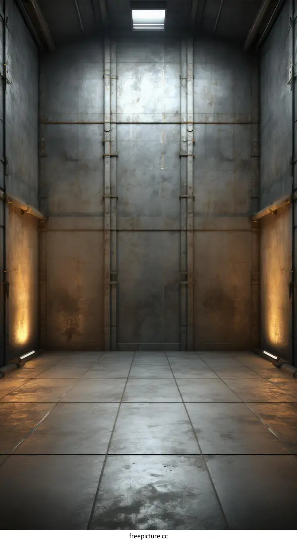 Grungy concrete room with bright lights