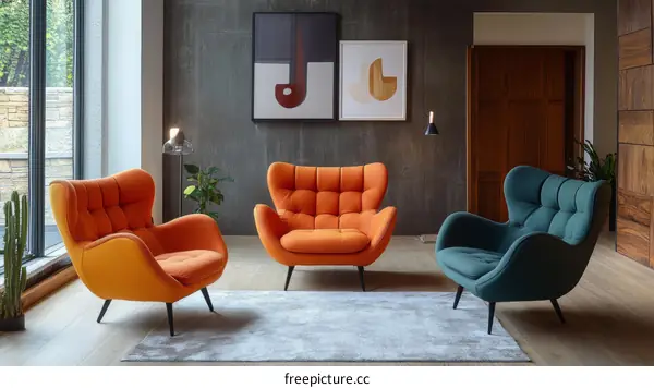 Modern Living Room with Two Comfortable Armchairs