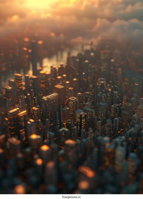 A bird's-eye view of a bustling city